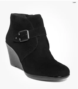Clarks Black Daylily Surety Suede Wedge Boot size 8M - Picture 1 of 7