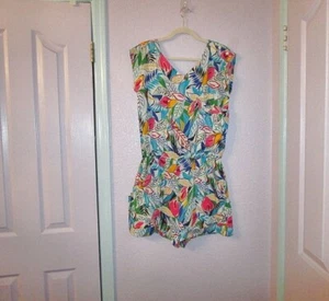 Vtg Y2K Gypsy Romper Size S Pockets Elastic Waist Shorts Resort Cruise Beach - Picture 1 of 13