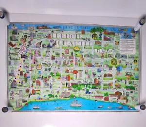 Pictorial Map / Best Of The French Quarter 90s 1991 Character Print 24" x 36" VG - Picture 1 of 13