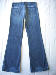 Citizen Humanity Faye Low Full Leg Flare Jean Wm Sz 28 Blue Distress+Stretch L33 - Picture 1 of 9