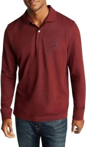 NEU Nautica Herren Langarm Classic Fit Logo Polo Piqué Hemd Burgund XS - Bild 1 von 1