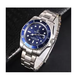 Mens Watch Silver Blue Man Smart Watches Designer Gift Present UK - Picture 1 of 8