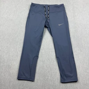 Nike Leggings Womens Medium Blue Dri Fit Epic Run Crop Stretch Drawstring Active - Picture 1 of 13