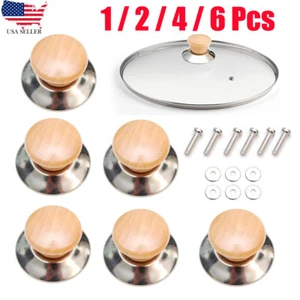 Universal Pot Lid Knob Replacement Kitchen WOODEN Crock Cover Grip Knob Handle - Picture 1 of 7