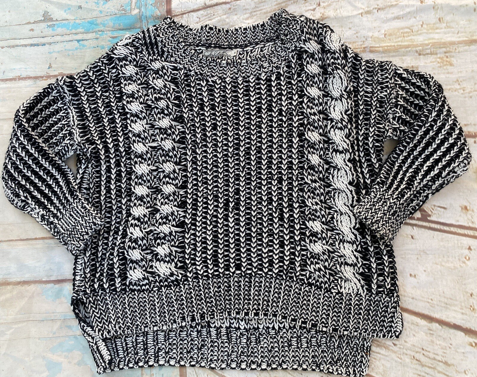 Chloe K Black White Chunky Sweater High 