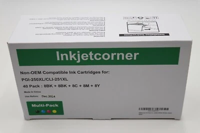 Inkjetcorner Compatible Ink Cartridges Canon PGI-250XL CLI-251XL Qty 40 12/2024 - Image 1 of 2