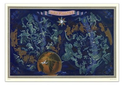 Póster artístico mapa celeste del zodiaco de colección - Constelación carta estelar rutas de vuelo Foto 1 de 4