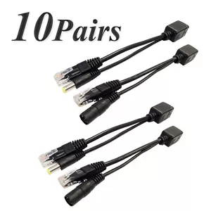 Pack 10 pairs Power over Ethernet PoE Adapter Injector Splitter Kit PoE Cable - Bild 1 von 3