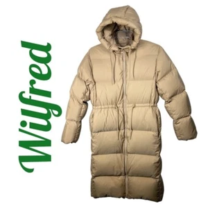 WILFRED ARITZIA Laramie Goose Down Long Puffer Coat Hood Beige, Size XS - Picture 1 of 11