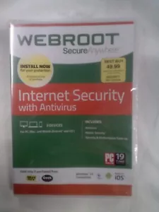 Webroot Internet Security With Antivirus For PC, Windows 10 Compatible - Picture 1 of 2