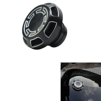 Tapa de tanque de gasolina negra de corte CNC profundo para Harley Softail Dyna Sportster Road King Foto 1 de 4