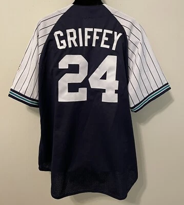 Vintage KEN GRIFFEY JR #24 Seattle MARINERS Majestic JERSEY ALL SEWN NEW Old Stk - Image 1 of 4