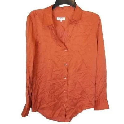 Equipo Camisa Seda Equipo Seda Blusa Camisa Abotonada Mujer S Naranja  Foto 1 de 4