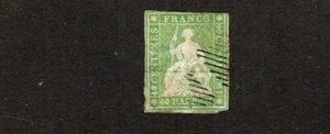 1858-62 SWITZERLAND 40r Yel Grn HELVETIA  Grn Silk Sc#40 Postally Used Grid - Picture 1 of 2