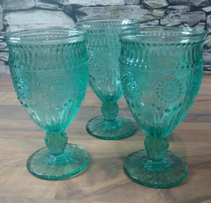 Pioneer Frau Adeline Glaskelche mit Fuß robust 3er Set türkis 12 Unzen - Bild 1 von 4