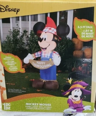 Gemmy 3.5ft Disney's Mickey Mouse as Scarecrow Thanksgiving Inflatable - Image 1 of 2