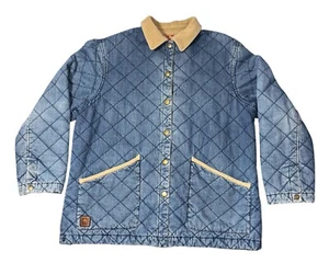 VTG POLO RALPH LAUREN Large Denim Hunting Lined Chore Coat Corduroy Collar - Picture 1 of 15