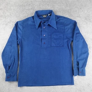 Vintage Clubman Sportswear Shirt Mens M Blue 1/4 Button Flannel USA Made Pocket - Picture 1 of 12