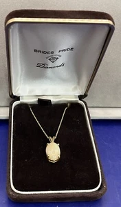 Rare Vintage Brown Tan Opal 14K Gold Chain Necklace - Picture 1 of 7