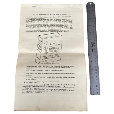 Barbed Wire Jesse James 1968 Brochure Revision 1967 Supplement Sheet Magazine  Foto 1 de 4