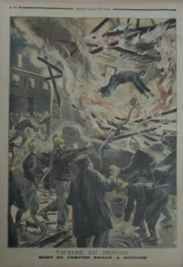 BOURGES INCENDIE ACCIDENT MORT POMPIER BAILLY GRAVURES LE PETIT JOURNAL 1898 - Picture 1 of 2