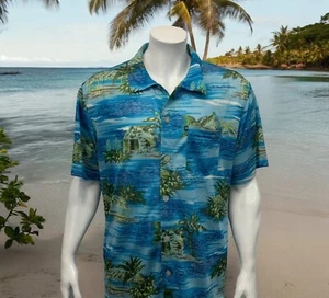Quiksilver Blue Vented Hawaiian Islands Beaches Surf Short Sleeve Shirt Size XL - Picture 1 of 11