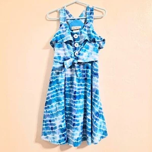 Jona Mitchell Blue and White Tie Die Halter Sundress Girls Size 5 - Picture 1 of 3