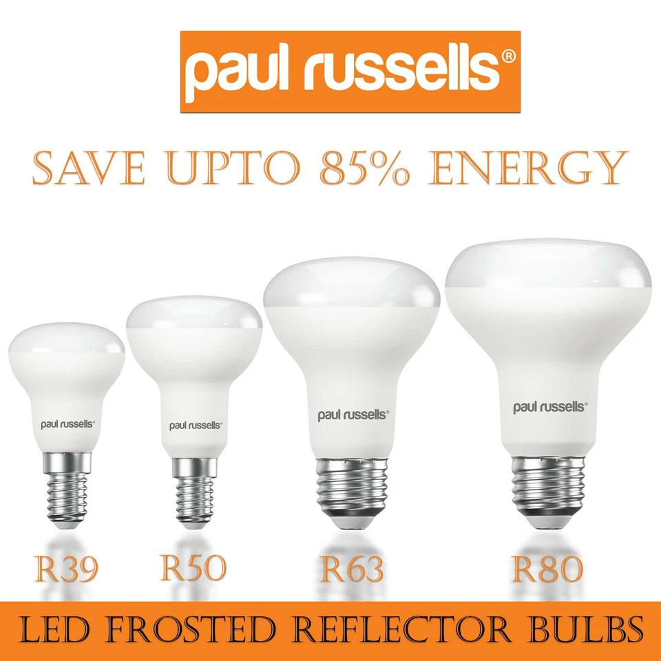 PAUL RUSSELLS LED Reflector R80 R63 R50 R39 Bulb Warm/Cool/Day White ES SES Screw In Spotlight
