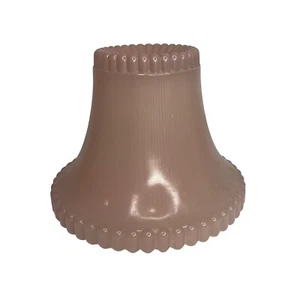 Vintage Small Pink Glass Lamp Shade Bell Globe Replacement 5.5" Tall Beaded Edge - Picture 1 of 8