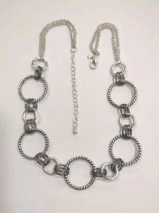 Collar de eslabones de cadena moderno tono plata Premier Designs 18"-21", Q48 - Imagen 1 de 5