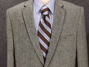 Linea Uomo Blazer 46R Gray Tweed Wool Polyester Blend 2 Button  Sport Jacket - Picture 1 of 11