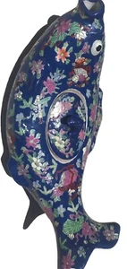 KOI Fisch Porzellan asiatischer Stil Dose Chinoiserie Chic Hollywood Regency Dekor - Bild 1 von 12