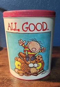 Dabagian Cookie Tin Jar Vintage All Good All Gone Cartoon - Picture 1 of 5