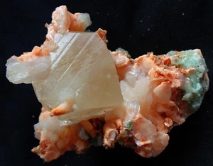 IMPRESIONANTE CUBO DE CALCITA ESTILBITA Y CRISTALES DE HEULANDITA ROJA MINERALES ESPÉCIMEN-10. - Imagen 1 de 5