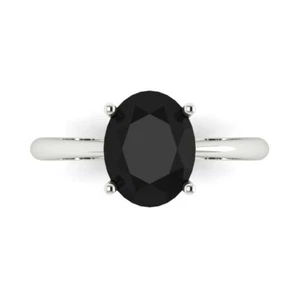 Anillo de compromiso solitario de ónix natural de 2,5 quilates - oro macizo de 14 quilates (oro blanco) - Imagen 1 de 11
