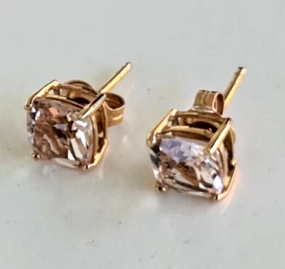 OHRSTECKER , Rosegold 750 mit Morganit 7 x 7 mm 2,5 ct. NEU - Bild 1 von 4
