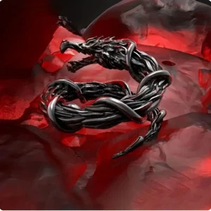Entangled Dragon Open Ring Jewelry Loong Nāga Lindwurm Adjustable Resizable - Picture 1 of 7
