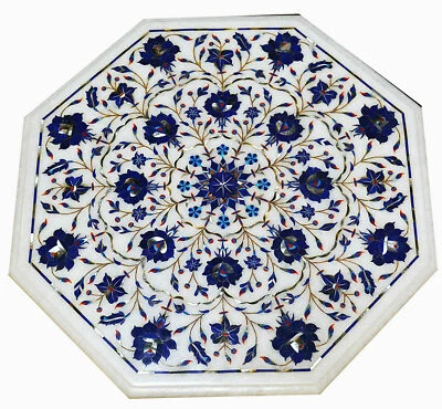 18" Marble coffee Table Top Inlay Semi Precious stones Floral work Home Decor - image 1 of 4