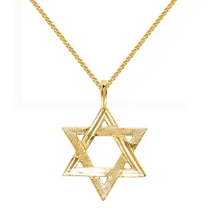 Precious Stars 14k Yellow Gold Star of David Religious Pendant Necklace - Picture 1 of 4