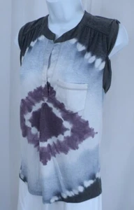 Blusa VINTAGE HABANA para mujer Tie Dye gris púrpura blanca sin mangas cuello en V talla S - Imagen 1 de 4