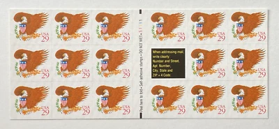 Scott #2597a "Eagle & Shield - Red" 29¢ 1992 Pane of 17 -Free Shipping - Image 1 of 2