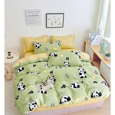 Max Animal Panda Print 100% Cotton Comforter Set Queen 3 Piece Cute Kawaii - Image 1 of 4