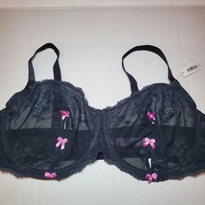 Lazos de sujetador de encaje para mujer Adore Me, negro azabache, talla 46DD con aros  - Imagen 1 de 7