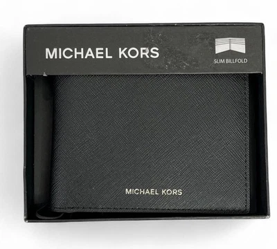 Michael Kors ANDY Men’s Black Coated Canvas Slim Billfold Wallet 86F2SANF5V - Image 1 of 4