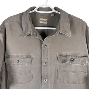RedHead Heavy Canvas Work Shirt Mens 2XLT Brown Metal Button Up Cotton S/S - Picture 1 of 6