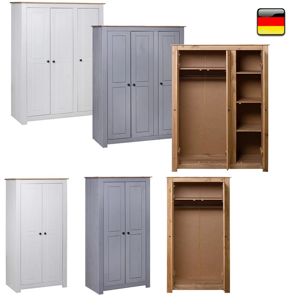 Kleiderschrank Kiefer Massiv Panama Serie Garderobenschrank Schrank 2/ 3 Türen - Bild 1 von 1