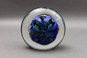 Rollin Karg 2001 Vintage dichroitische mundgeblasene Kunst Glasscheibe Skulptur 6 Zoll - Bild 1 von 10