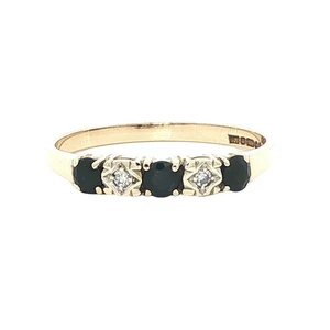 9ct Gold Sapphire and Diamond Band Ring dated 1990 - Picture 1 of 3