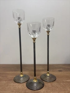 Vintage Italienisches Messing und Versilbert Kerzenhalter Set Wohndeko - Bild 1 von 14