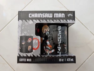 Chainsaw Man Coffee Mug 16oz Chibi Characters Black & Red Handle – NEW - Picture 1 of 5